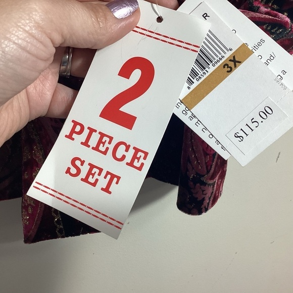 Xscape Joanna Chen 2pc Velvet Tank Cardigan Evening Set Size 3X Sparkle Vintage - Picture 13 of 14